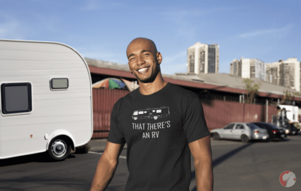 happy-man-wearing-a-That-Theres-An-RV-Shirt-at-a-parking-lot