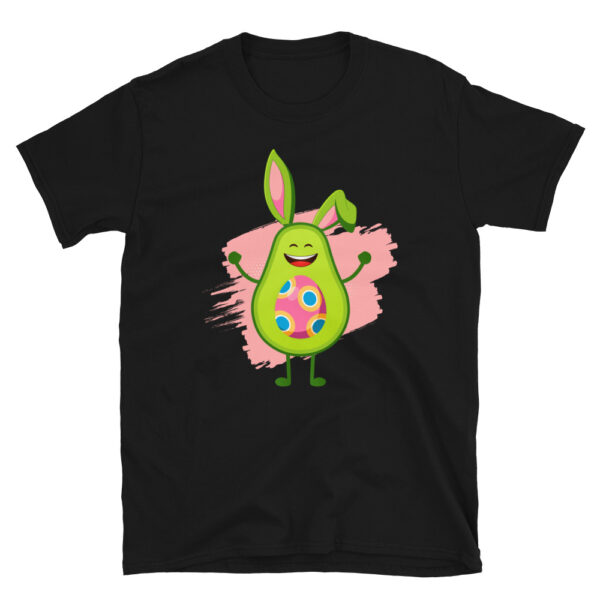 a green bunny short sleeve tshirt with polka dots, in the style of colorful caricature, dark black and pink, animated energy, simple, colorful illustrations,