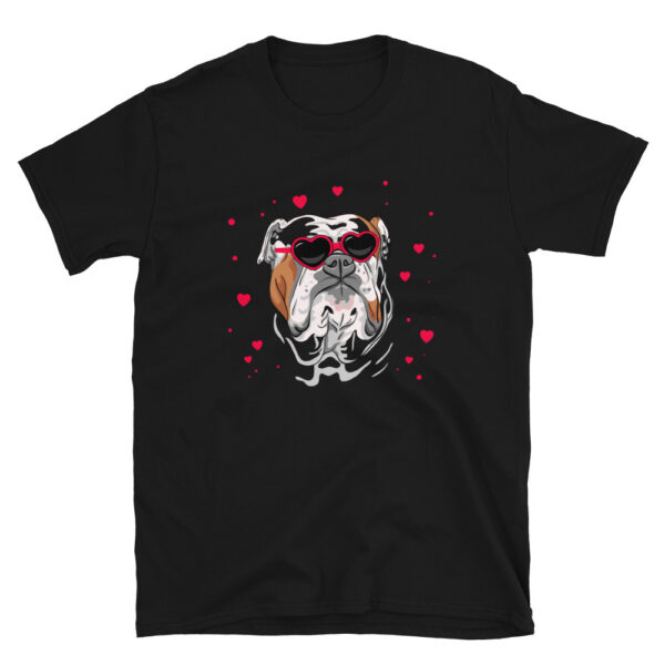 English Bulldog Face Heart Glasses T-Shirt