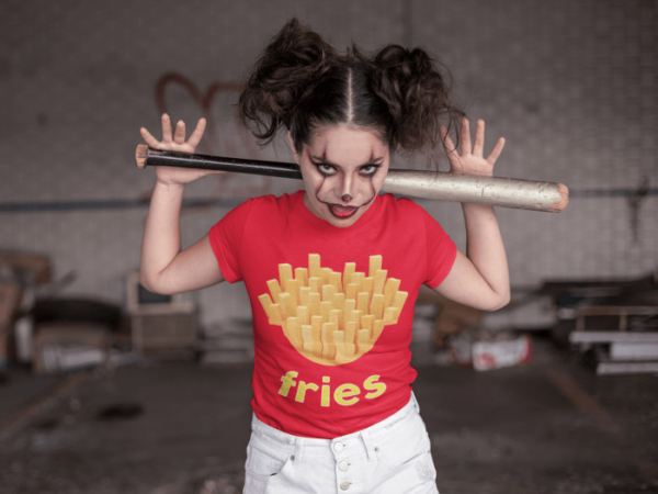 French-Fries-T-Shirt-t-shirt-mockup-of-a-woman-with-halloween-makeup