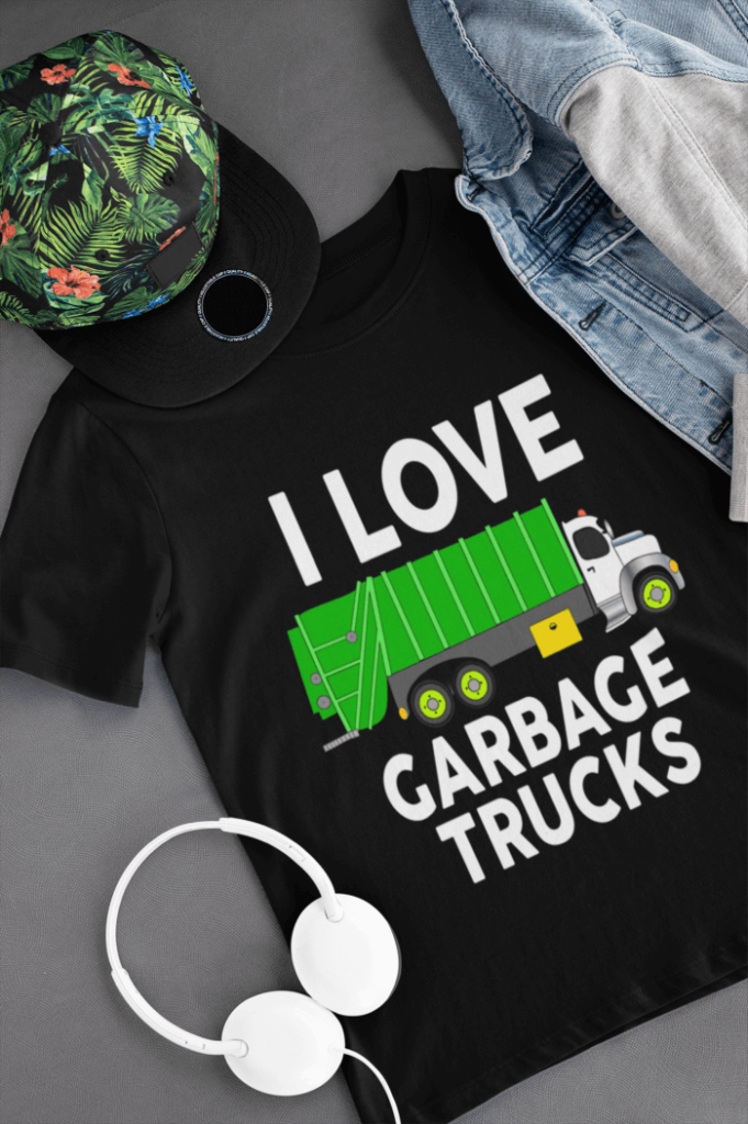 i-love-garbage-trucks-shirt-mockup-of-a-t-shirt-for-boys-placed-next-to-headphones