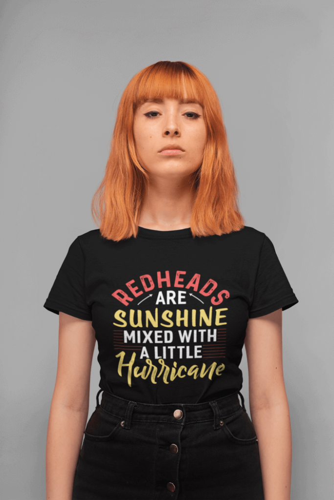 redheads-are-sunshine-mixed-with-a-little-hurricane-t-shirt-mockup-of-a-serious-faced-girl